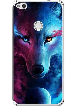 Чехол 2d пластиковый на телефон huawei p8 lite (2017) арт-волк "3999t-777-58250"