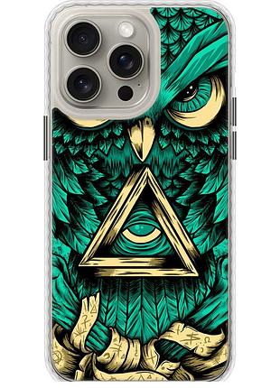 Чехол чехол bumper magsafe на телефон iphone 15 pro max сова арт-тату "3971pm-3098-58250"