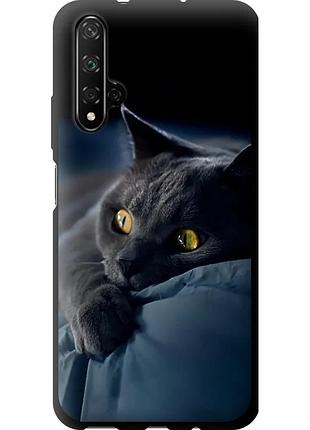 Чехол tpu на телефон huawei nova 5t дымчатый кот "825b-1833-58250"