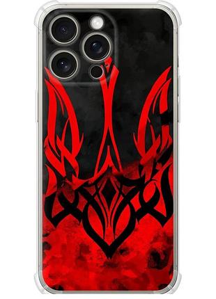 Чехол силикон с усиленными углами патриотический на телефон iphone 15 pro max герб украины v2