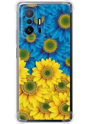 Чехол силикон с усиленными углами патриотический на телефон xiaomi 11t жёлто-голубые цветы "1048sp-2487-58250"