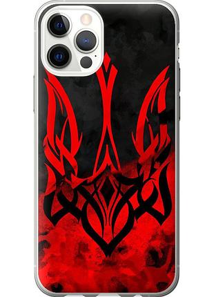 Чохол силіконовий патріотичний на телефон iphone 12 герб україни "5312u-2053-58250"