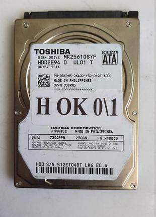 Донор hdd toshiba mk2561gsyf h01 g002822a