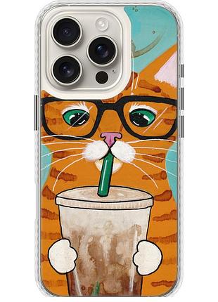 Чехол bumper magsafe на телефон iphone 16 pro зеленоглазый кот в очках "4054pm-3708-58250"