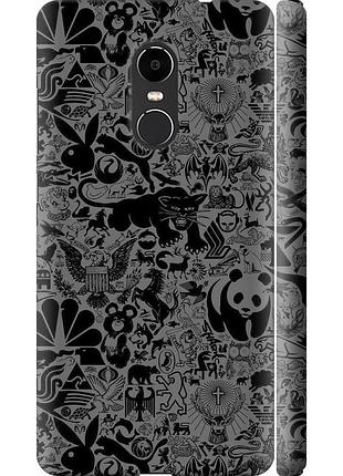 Чохол 3d пластиковий матовий на телефон xiaomi redmi note 4x чорно-сірий стікер бомбінг "2432m-951-58250"