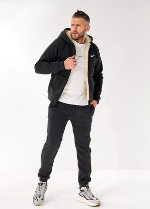 Чоловічий костюм на хутрі, тканина: тринитка на флісі + підкладка овчина