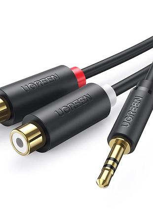 Аудіо кабель-перехідник ugreen av109 3.5 мм - 2xrca (гніздо) 25 см hi-fi, позолочені контакти