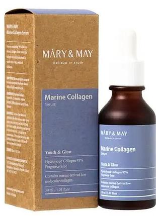 Mary & may marine collagen serum 30 мл лифтинг-сыворотка морской коллаген