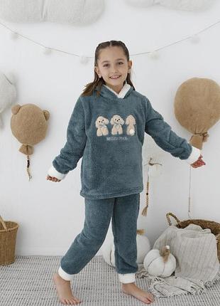 Піжама тепла дитяча з велсофту, песики