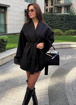 Пальто жіноче з еко хутром