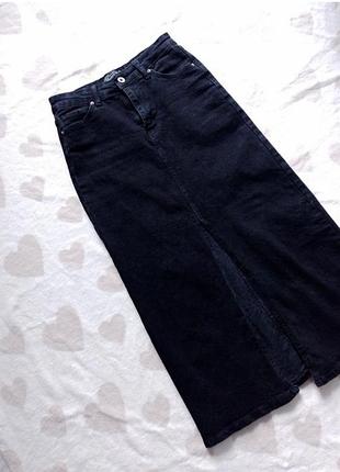 Длинная джинсовая юбка цвет графит (черный)