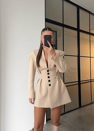 Жіноча класична міні коротка сукня-жакет плаття з костюмної тканини