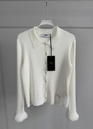 Брендова жіноча кофта лонг лонгслів поло фенді