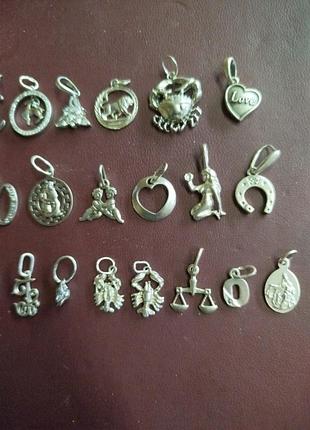Серебряные подвески, литеры, зодиакак 6