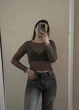 Лонг топ лонгслів сітка прозорий