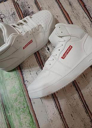 Якісні високі білі кросівки, демісезонні кросівки
