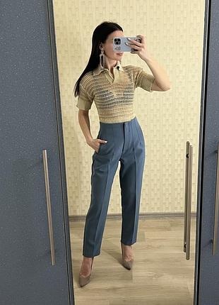 Брюки zara з високою талією, класичні брюки на роботу, костюм zara сукня офіс широкі джинси шерстяний сверт