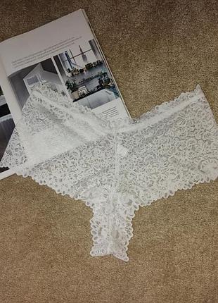 Трусики белые кружевные шортиками трусы женские