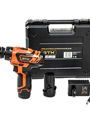 Потужний акумуляторний дриль-шуруповерт gtm ds12/30 : з акб 2 шт-12v 1.5 ah, 1400 об/хв, 30 нм, щітковий_light343