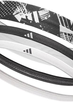 Пов'язки на голову adidas hairbands (graphic) 3pk чорний, білий унісекс one size