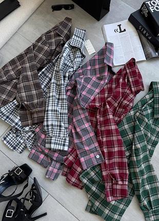 Женская рубашка в клетку много цветов фланель коттон хлопок натуральная яркая