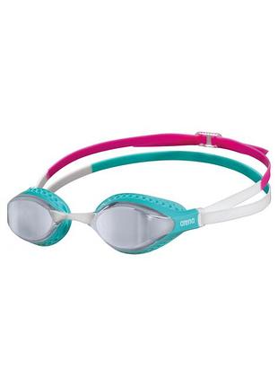 Очки для плавания arena air-speed mirror серебристо-бирюзовый унисекс osfm