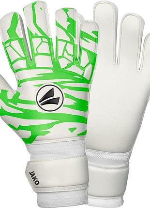 Перчатки вратарские jako gk animal basic rc белый, зеленый dt-2596-023, белый, зеленый, размер (eu) - 10 12
