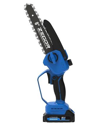 Акумуляторна ланцюгова пила zegor csmh-21bl-8 : шина 20 cм (акум 1шт-21v 1.5ah і зарядка)