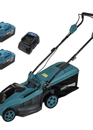 Профессиональная газонокосилка аккумуляторная profi-tec ecocut 43 lite: с акб 2шт-20v 4 ah (007366)