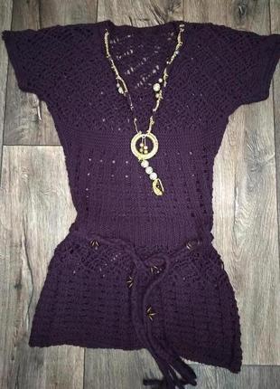 Вязаное платье-туника.1 фото