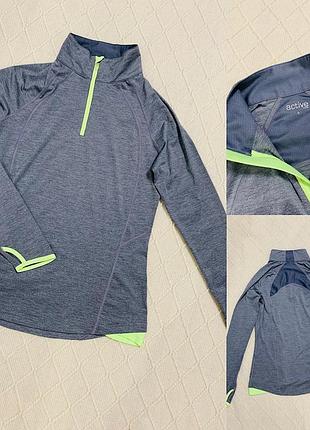 Жіноча сіра спортивна кофта розмір s-m з довгими рукавами та блискавкою на комірі.