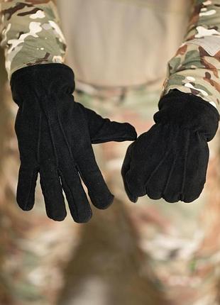 Перчатки флисовые черные 3