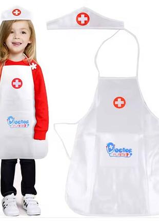 Фартук врача игрушечный + шапочка белый