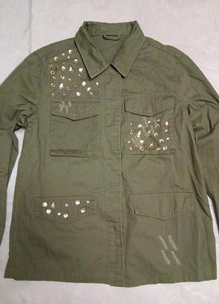 Жакет котель женский хаки с блесками 48-50