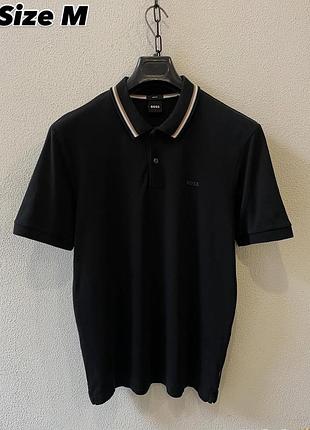 Оригінал чоловіча поло футболка hugo boss розмір m чорного кольору