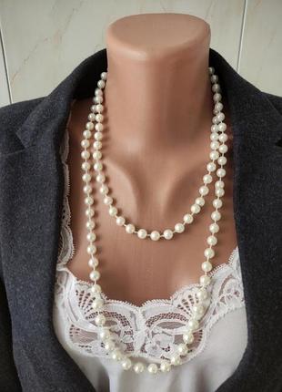 Намисто штучні перла, біжутерія, пластик,довга низка