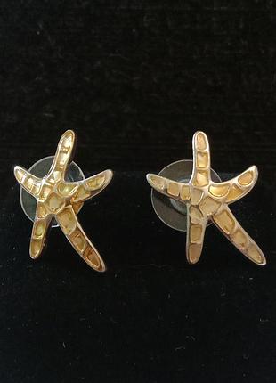 Серьги морская звезда перламутр эмаль