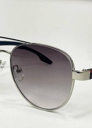 Очки для коррекции зрения унисекс авиаторы с серой тонировкой в металлической оправе с пластиковыми дужками серебристый, -0.75