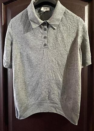 Серый свитер поло с коротким рукавом от cos размером м-l