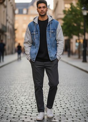 Джинсовая куртка с капюшоном