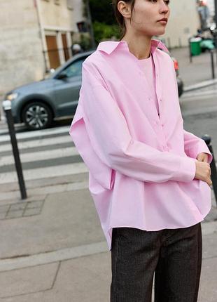 Ніжно-рожева сорочка оверсайз базова сорочка рубашка zara