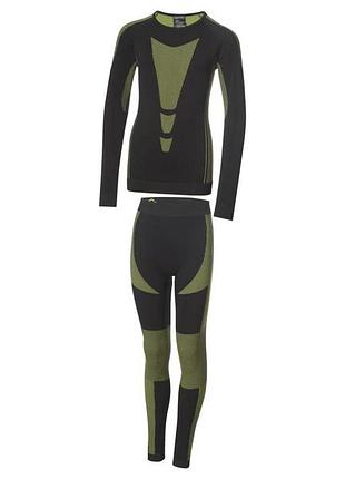 Детское термобелье crivit черное с зеленым функциональное комплект термобелья для спорта футбола 158-164