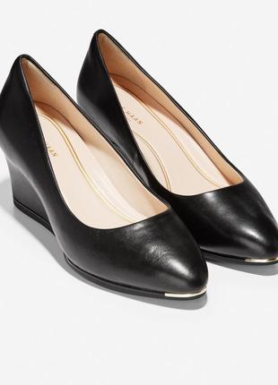 Cole haan grand ambition wedge pumps туфли кожаные 38 38.5 р.