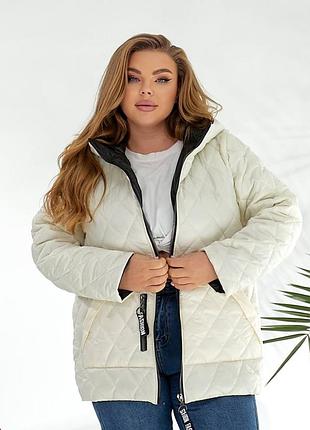 Жіноча демісезонна куртка, курточка на весну, куртка стьобана з капюшоном