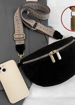 Сумка-слінг, бананка жіноча чорна 5079