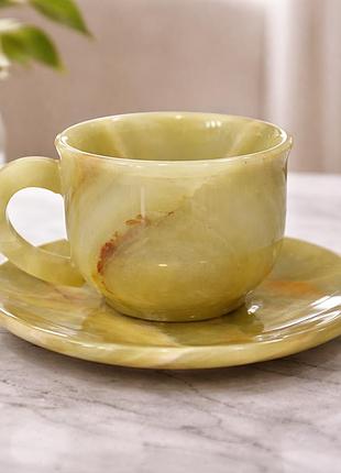 Чашка з блюдцем з натурального оніксу, 120 ml (колір, як на фото)