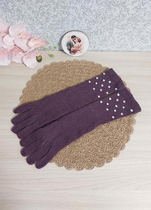 Жіночі фіолетові довгі рукавички з стразами з акрилу china.