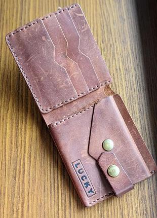 Новый мужской кожаный кошелек ручная работа