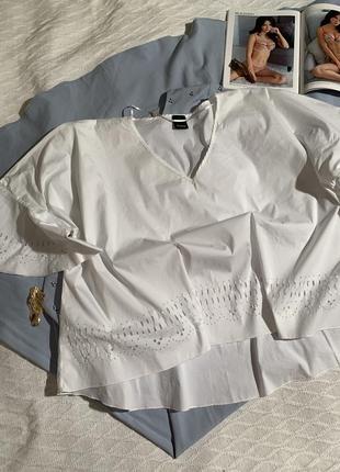 Хлопковая брендовая итальянская оверсайз блуза