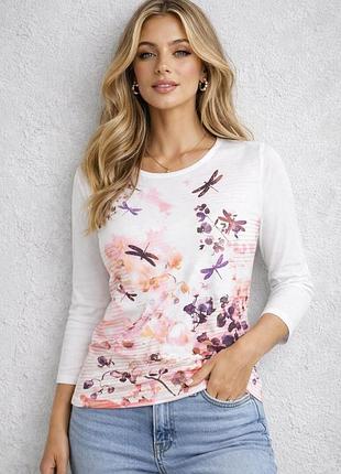 🎁1+1=3** стильний білий жіночий лонгслів светр бавовна atlas, розмір 52 - 54